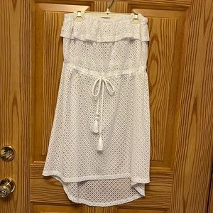 OP WHITE LACEY MESH SWIM COVERUP S